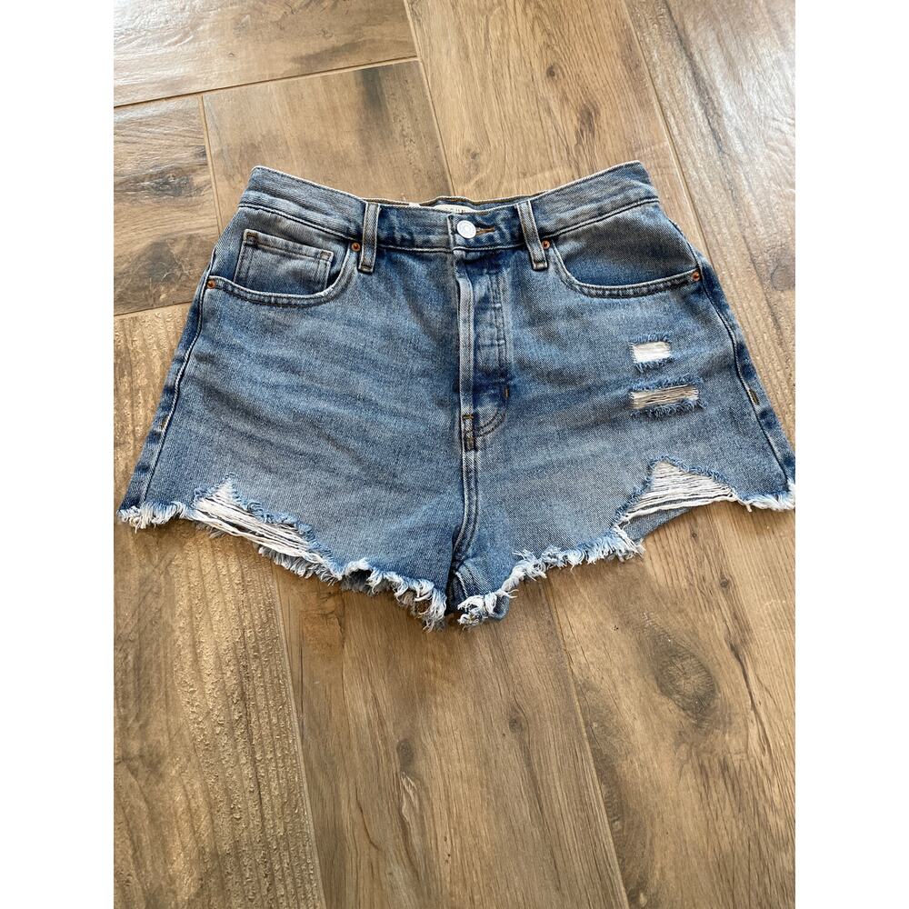 PacSun Shorts Womens 28 Medium Wash Denim High Rise Button Fly Distressed
